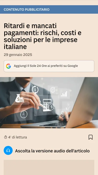 Anteprima dell’articolo: Il Sole 24 Ore