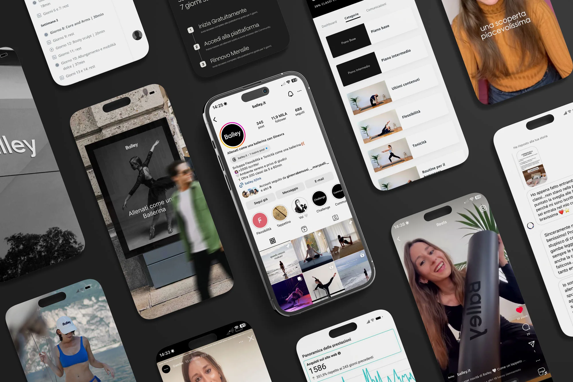 Balley online fitness platform across mobile and social interfaces
