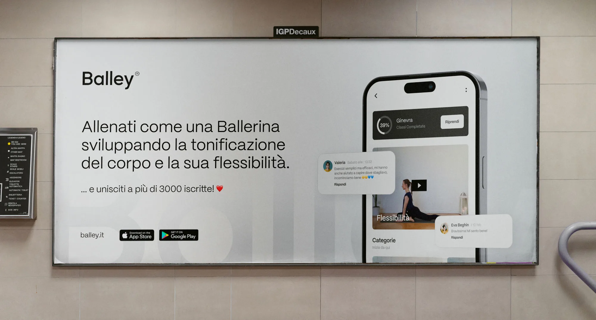 Buitencampagne van Balley voor de fitnessapp en de ledencommunity