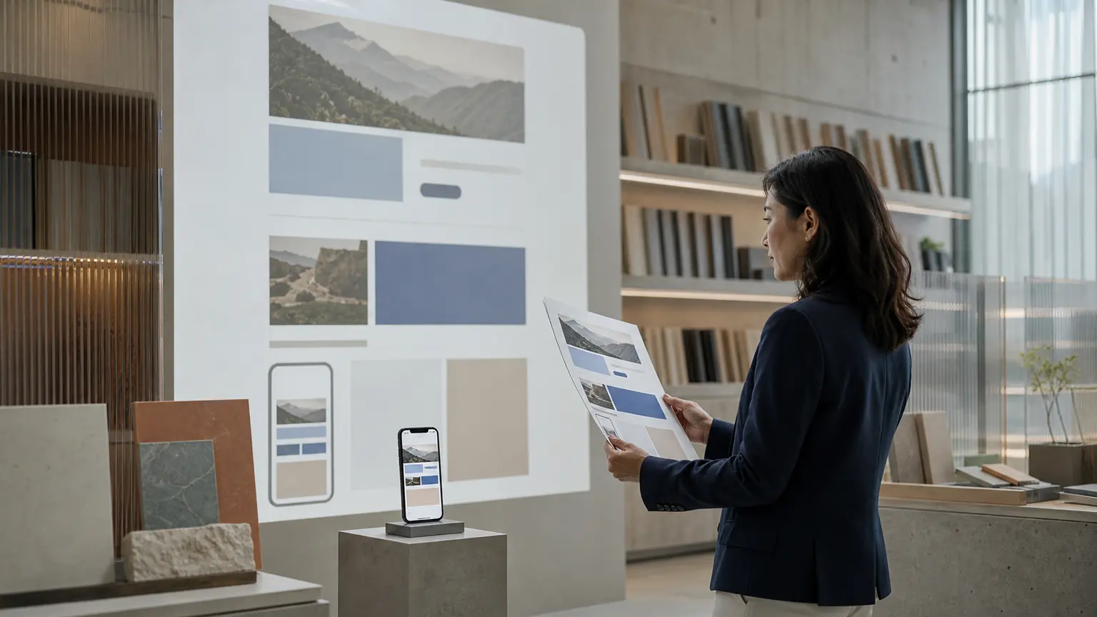 Een ondernemer beoordeelt een bureau aan de hand van voorbeelden van responsive landingspagina’s