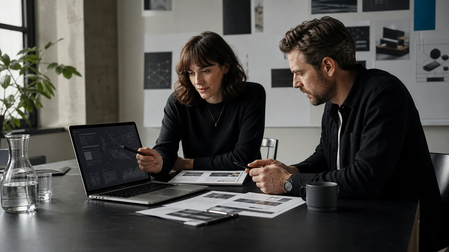 Een digital PR-strateeg en SEO-analist onderzoeken onafhankelijke mediabronnen en verwijzingen