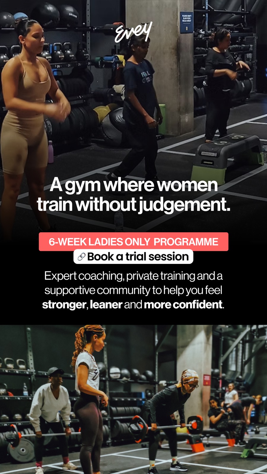 Meta-advertentie 6 voor de fitnessprogramma’s voor vrouwen van Evey Training