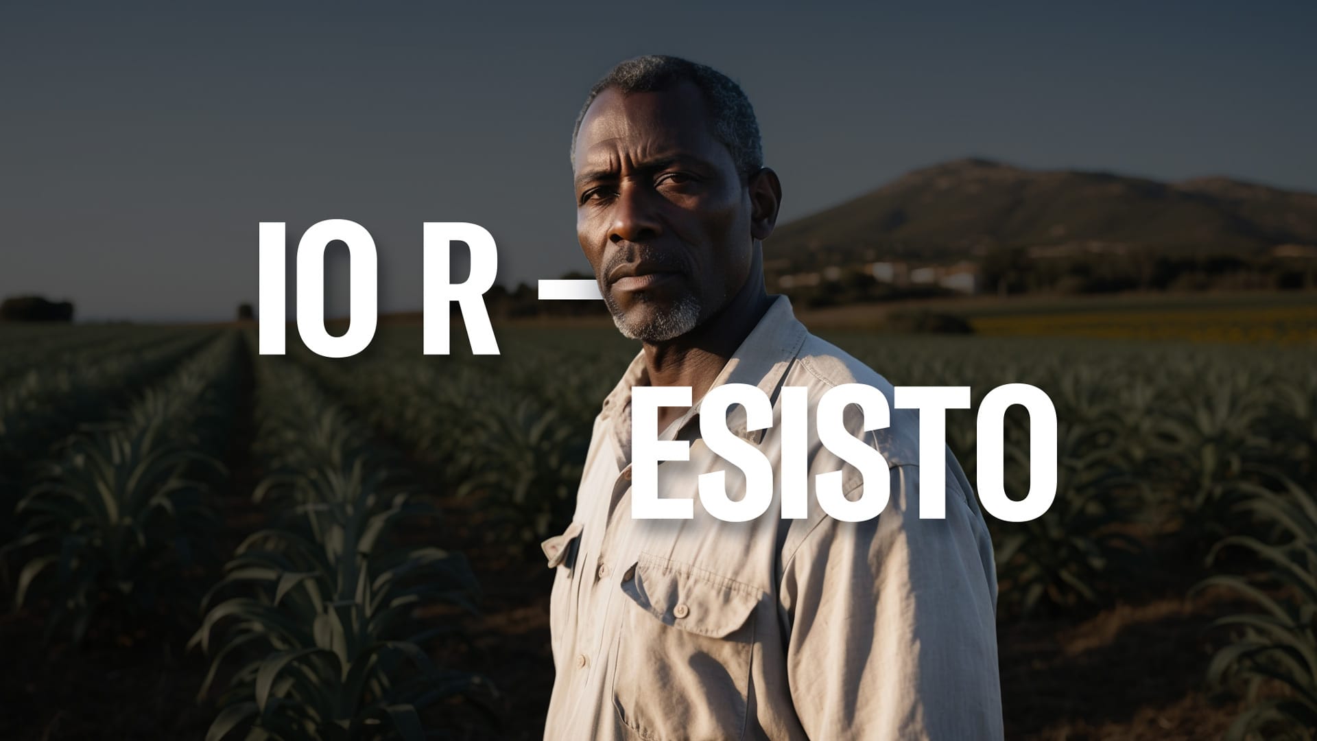 Campagnebeeld van Io R-Esisto: een man op een akker met de oorspronkelijke Italiaanse campagnenaam