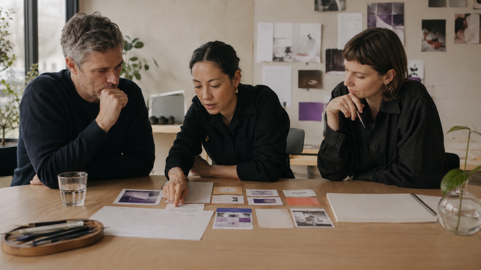 Tre professionisti definiscono pubblico, canali e ruolo dei contenuti prima di costruire il calendario editoriale