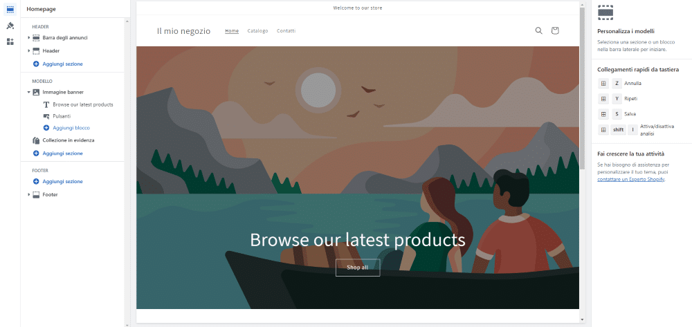 creare sito ecommerce con shopify