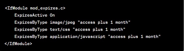 esempio di configurazione cache nel file.htaccess in Apache