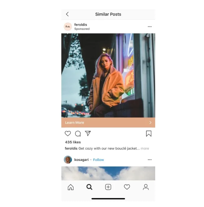 Posizionamento Esplora in Instagram (foto dalle guide di Meta)