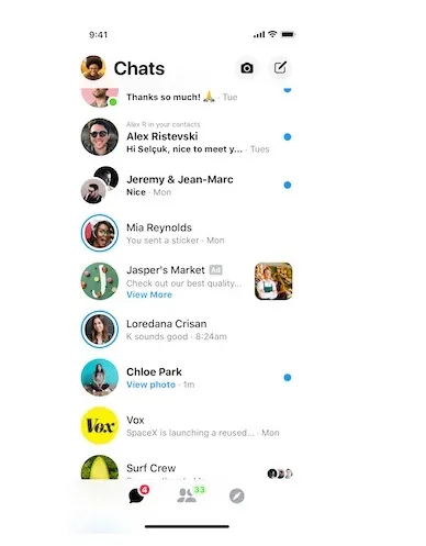 posta di Messenger posizionamento